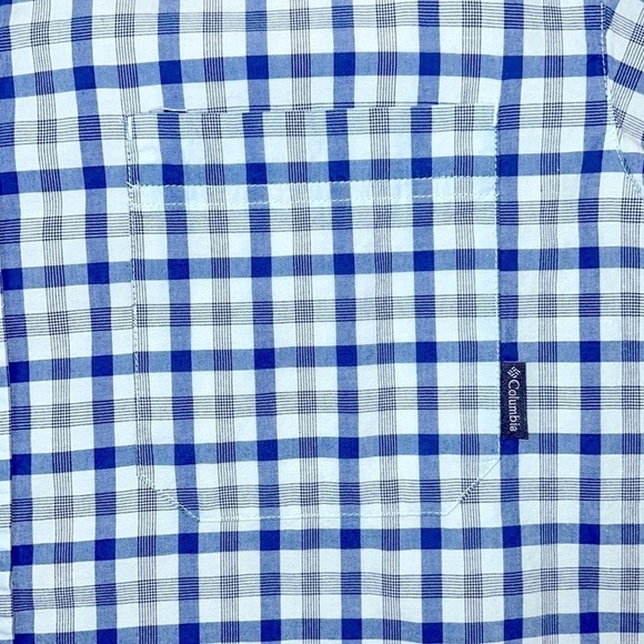 Columbia Regular Fit Blue Plaid Short Sleeve Button Down Shirt - Size Large - Picture 4 of 11